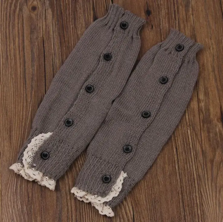 Однотонные Детские гетры на пуговицах с кружевом для девочек