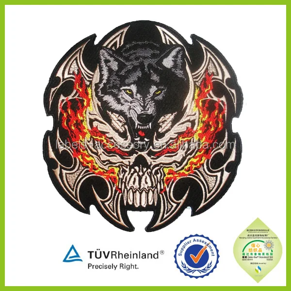 Custom Stick-on Embroidered Animal Shape Wolf Patch for Clothing