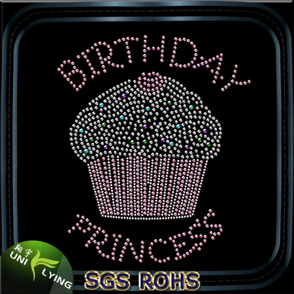 День рождения принцессы Heat Transfer Rhinestone переводы Оптовая