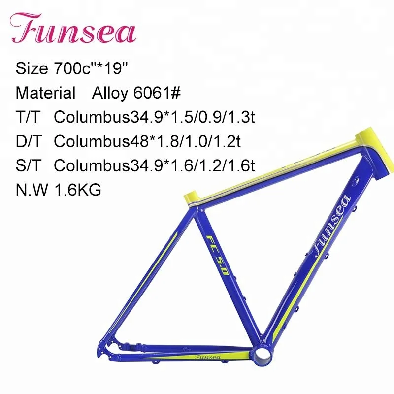 Custom super light aluminum alloy 6061 cycling frameset 700c road bike bicycle frame from China manufacturer Funsea