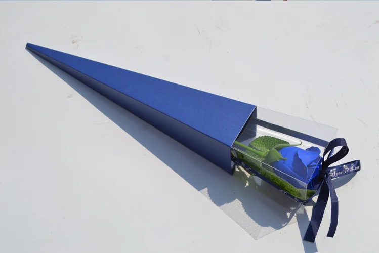 Custom printing logo single rose gift packaging cardboard boxes flower holder wrapping sleeve paper box and PVC material