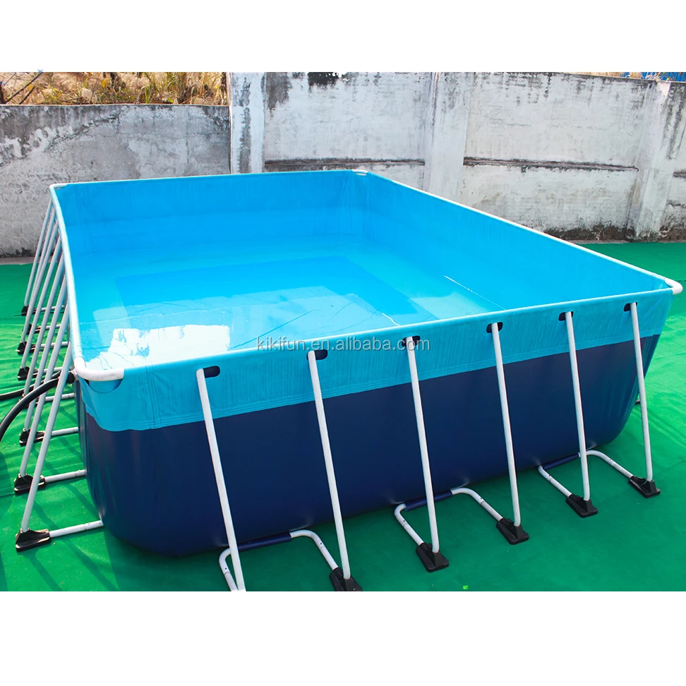 Durable PVC 0.9 tarpaulin rectangular above ground swimming pool with water toys floats / China swimming pool equipment for sale