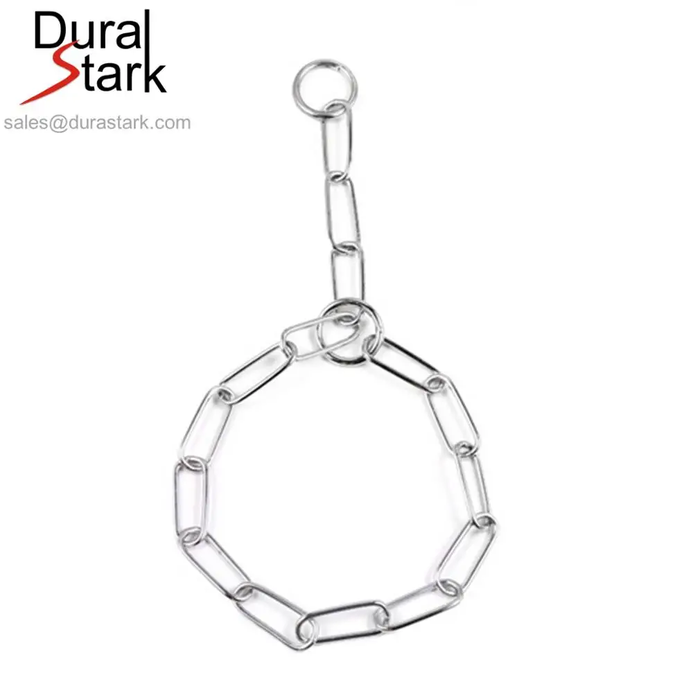 Stainless Steel or Chrome Plated Long Link Choke Chain Dog Fur Saving Collar