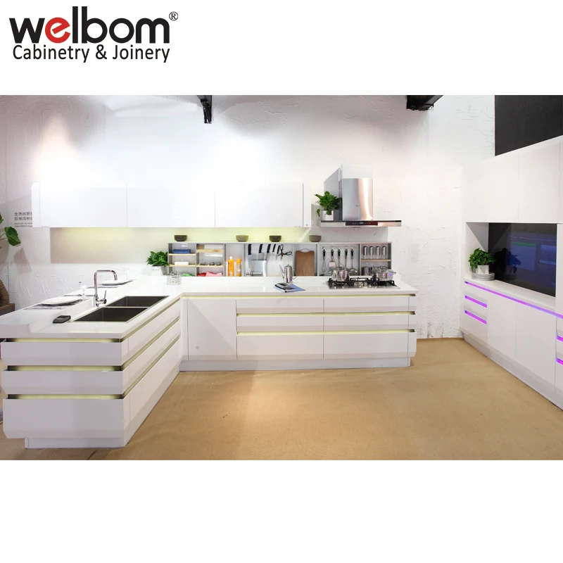 
Linkok Furniture Modern big room luxury furniture gloss lacquer kitchen design 