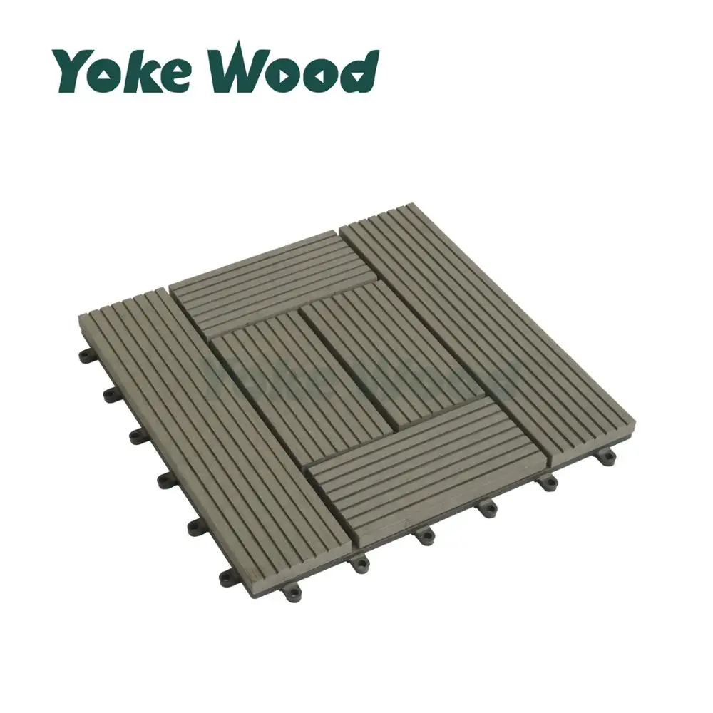 Vyokewood WPC Outdoor Floor Garage Floor Tiles Interlocking Plastic Wood Parquet Flooring for Patio