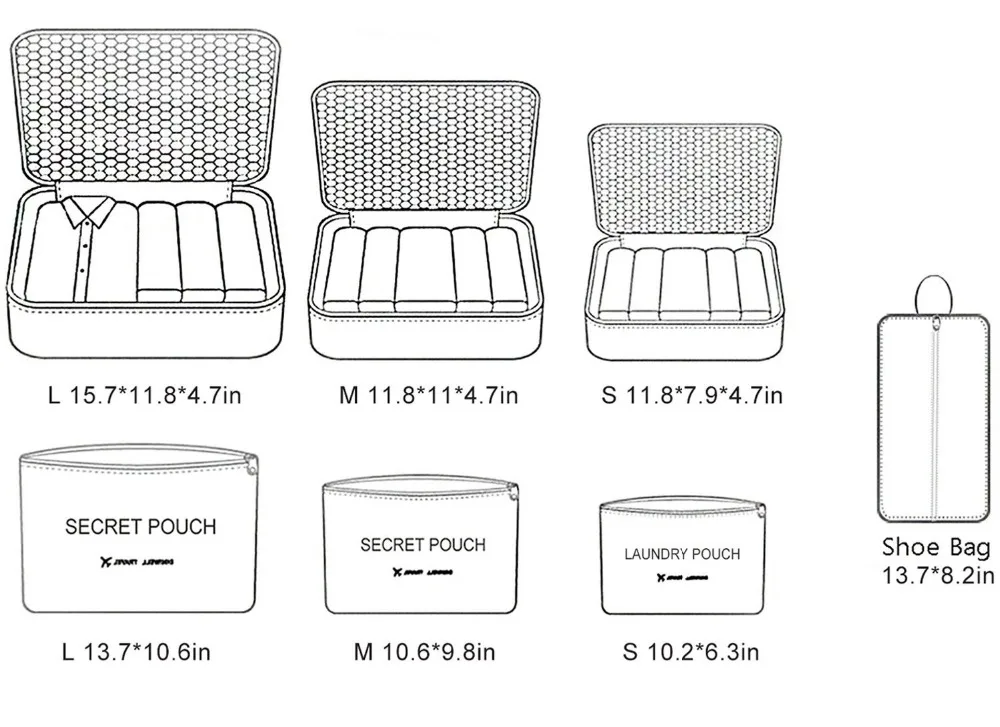 7 PCS Lightweight Compression Luggage Organizers Packing Cubes For Travel