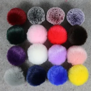 wholesale   Plush faux fake Fur pom poms in animal fur for winter  hats 8CM fur pom pons