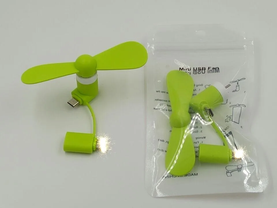 2 in 1 Portable Mini Micro USB Mobile phone computer Fan for iPhone & Android