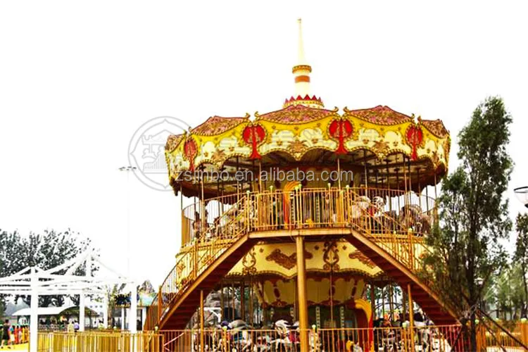 amusement park ride 68 seats luxury double layer carousel horse