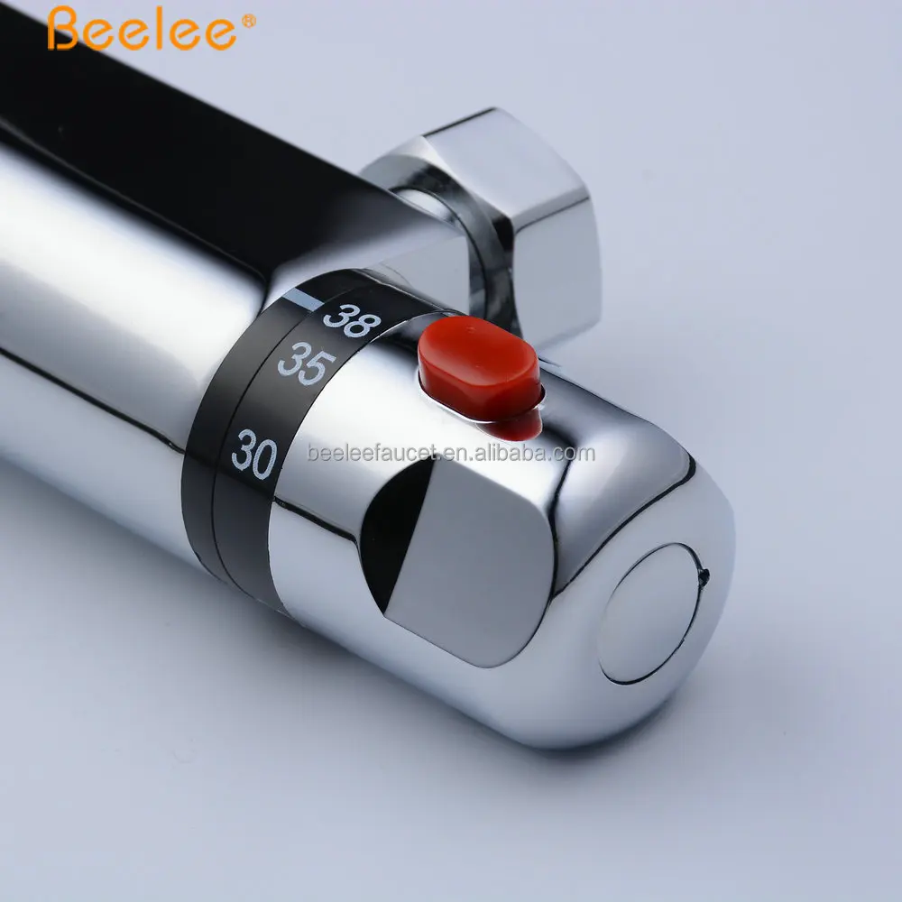 Термостатический смеситель для душа Beelee из твердой латуни и хром с двойной ручкой