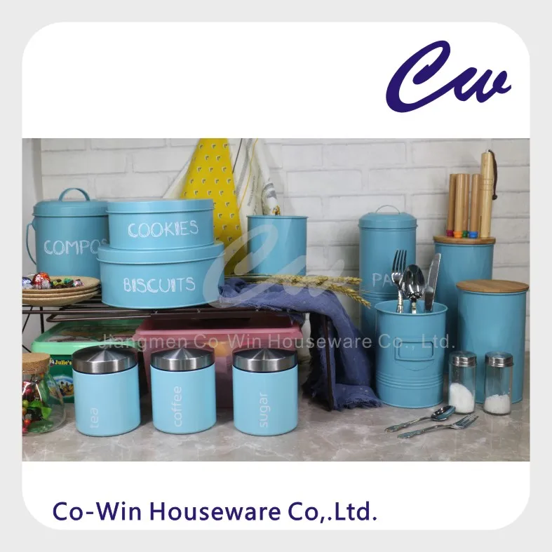 Metal Household Box With Wood Lid And Silicone Sealing Ring Tinplate Galvanized Steel Coffee Tea Sugar Storage Canister