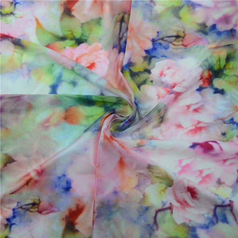 Best selling designer beautiful custom 100% floral printed silk crepe fabric