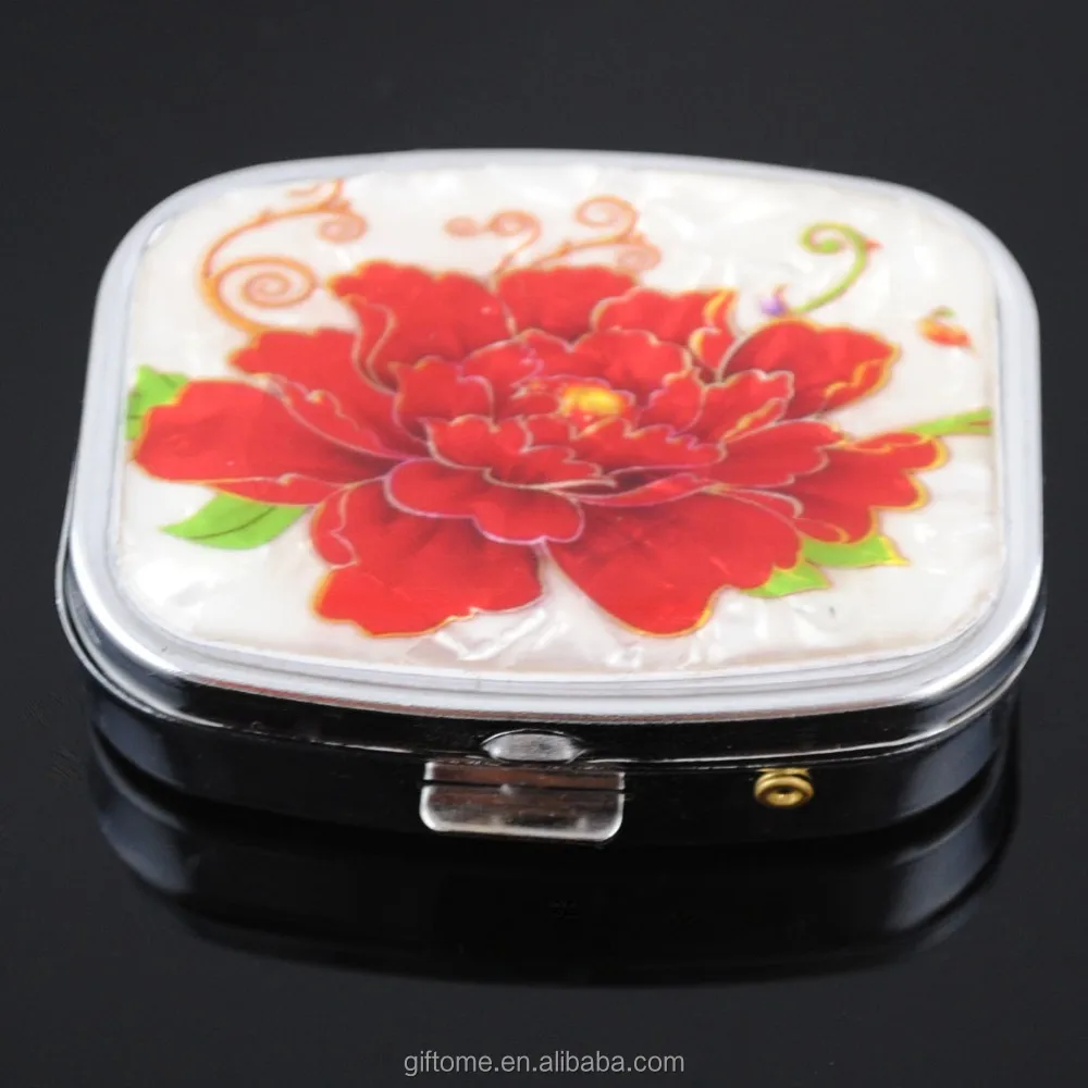 mini rectangle compact metal blank pill box with cutter