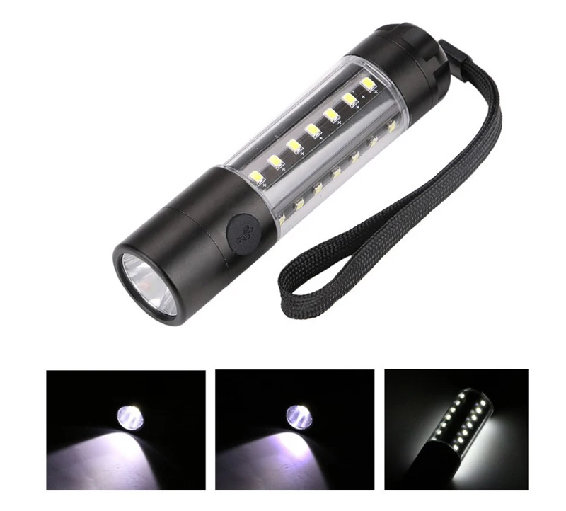 3w Aluminum Rechargeable LED Flashlight  with 360 Degree Light 6 Flash Modes