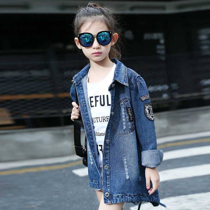 
Wholesale Price Kids Sequined Denim Jacket Girls Fashionable Jeans Overcoat 