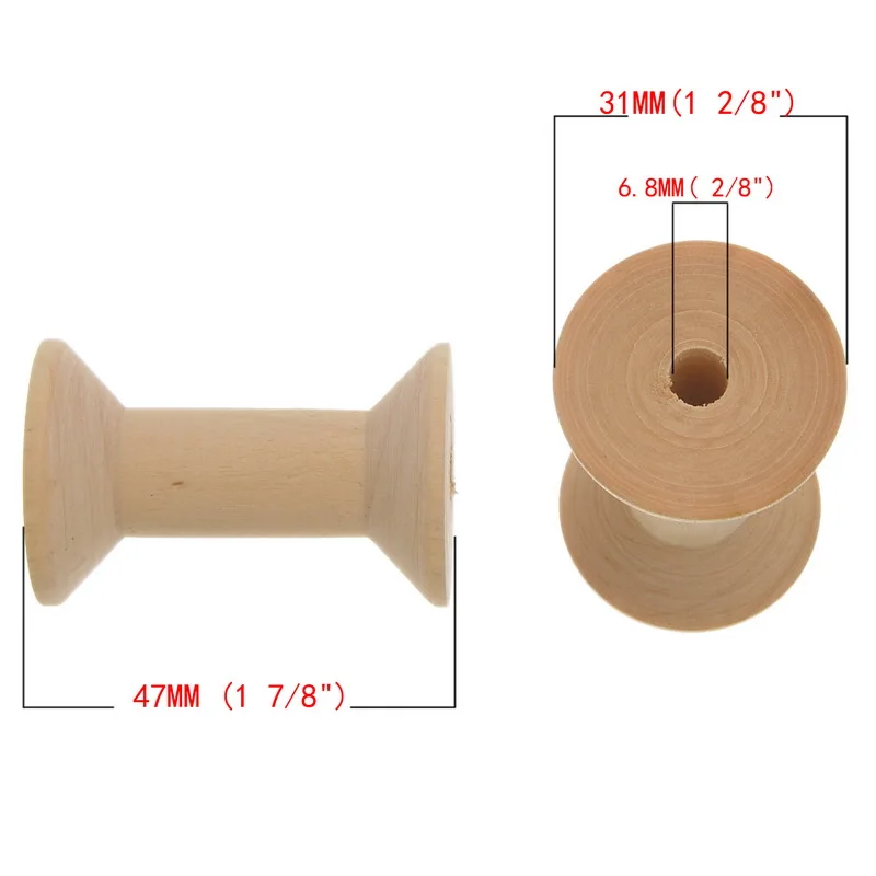 Empty Wooden Bobbin Spools for Thread Wire Natural Color Needlework Sewing Accessory