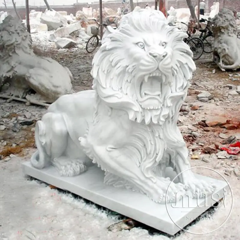 Hot Selling Cheap Price Yellow Stone Carved Lions Statue
