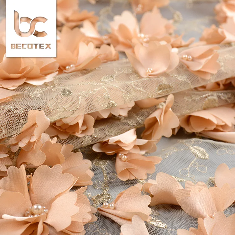 2023 champagne 3d beaded evening dress lace fabric dubai for party