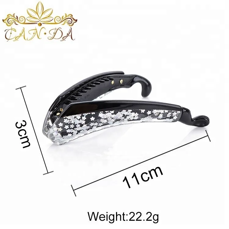 Vintage Womens Flower pattern printed Hairpin Japanese style Banana Hair Clip New