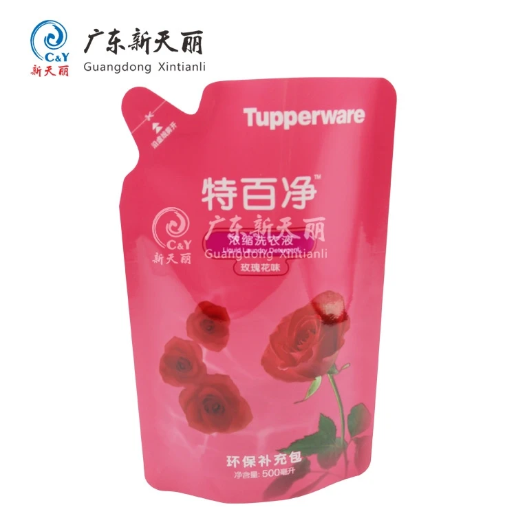 Custom printed shape not leaking 500g 500ml 17.6oz hot sealing liquid detergent pouch stand up flexible plastic packaging bag