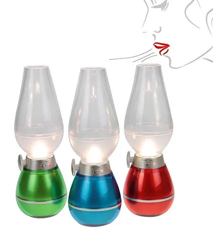 Flameless LED Blowing Control Adjustable Nostalgia Retro Style LED Night Light Lamp