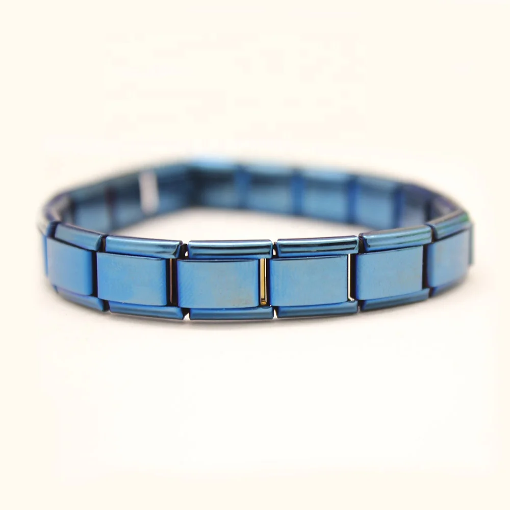 304 Stainless steel 9mm classic Ion plating blue 18 links Italian Charm starter Bracelet