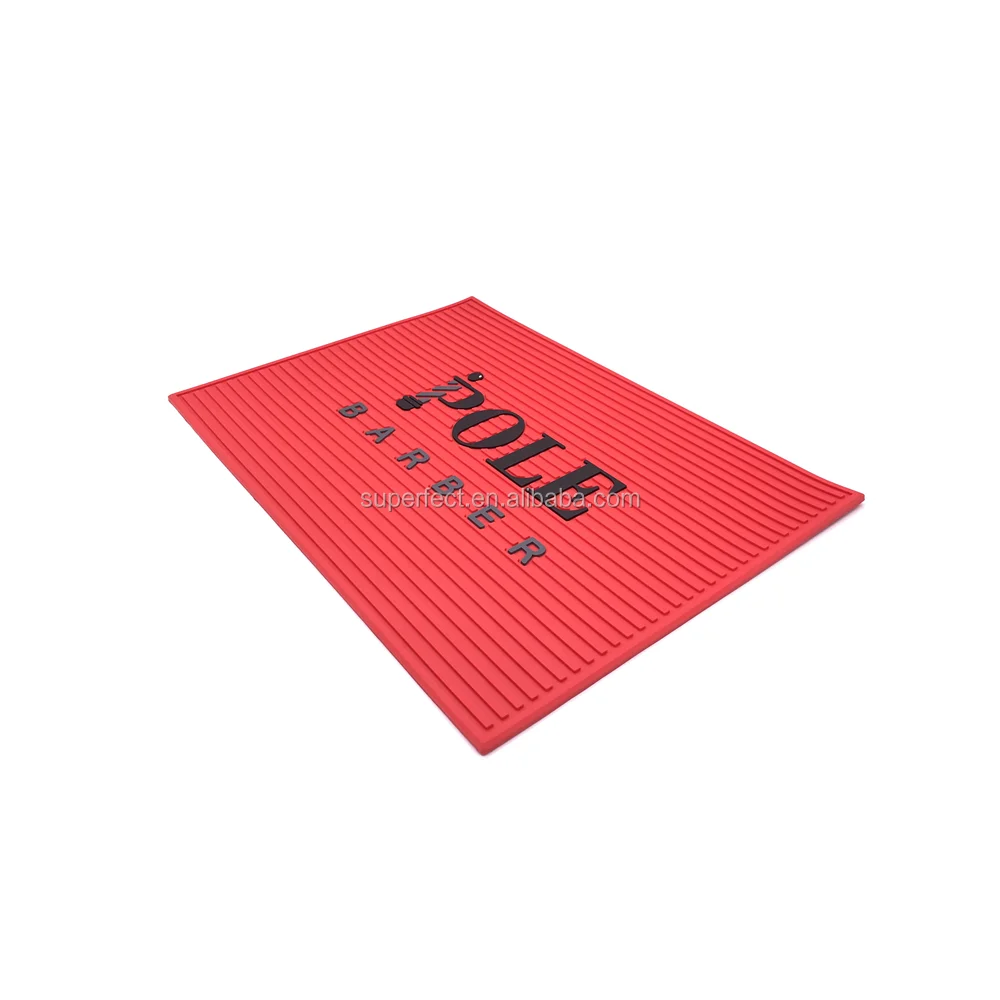 Custom design non-slip pvc rubber barber station mats barber accessories