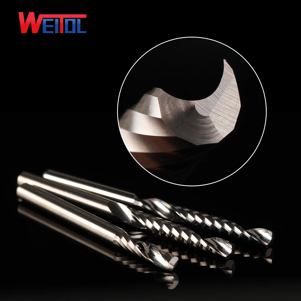WeiTol cnc tool in milling cutter carving tools with single flute cnc machine tools for acrylic N Spiral Bit 3.175 mm series