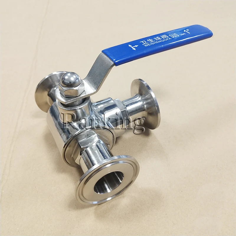 high quality 1 inch stainless steel 304 sanitary three way quick clamp ball valve