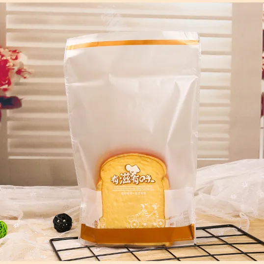 Tin tie seal heat cutting  Custom logo printed transparent sliced bread packing PP bags for bakery