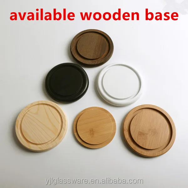 hot selling wholesale price available different sizes glass dome cloche with wood base