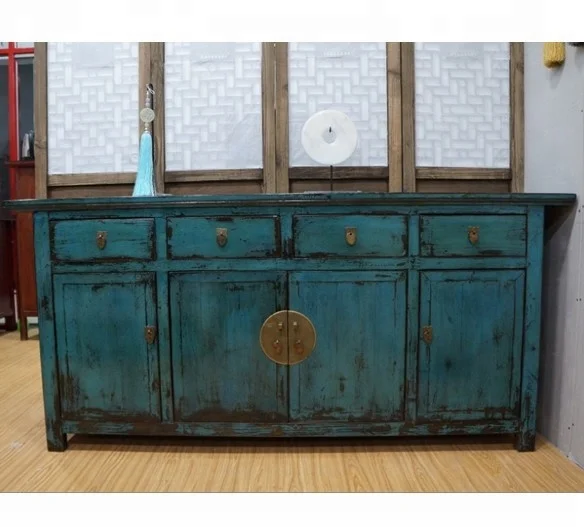Antique vintage rustic hand painted china Country furniture solid wood dining room sideboard