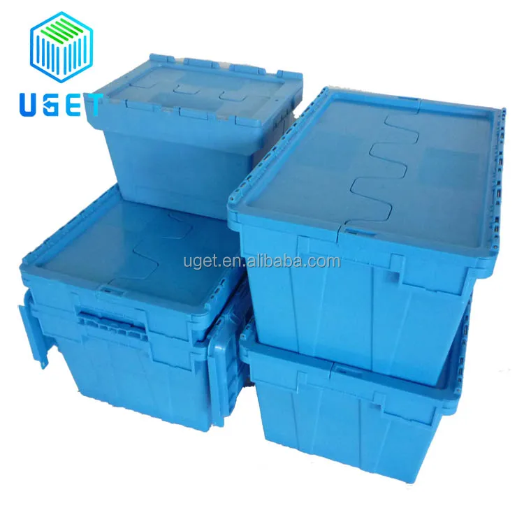 Wholesale Heavy Duty Plastic Nestable Moving Crates Stackable Turnover Storage Box With Lid