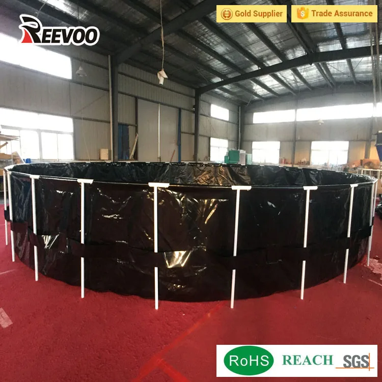 Reevoo collapsible tarpaulin fish pond round pvc fish tank black