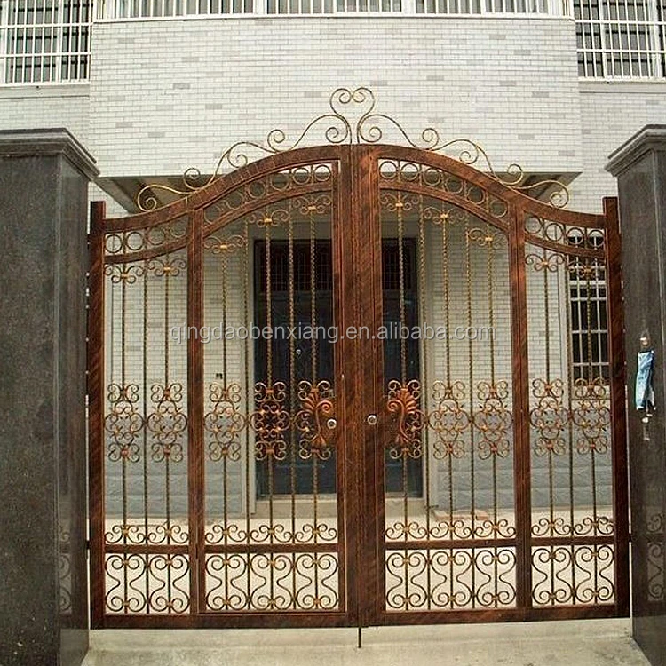 Forged iron gate design of antique custom house.