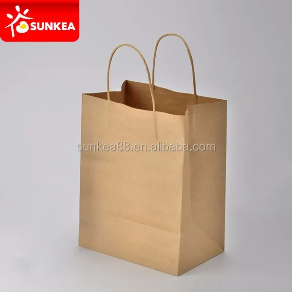 Cost production cheap custom packing white kraft shopping paper bag with handle
