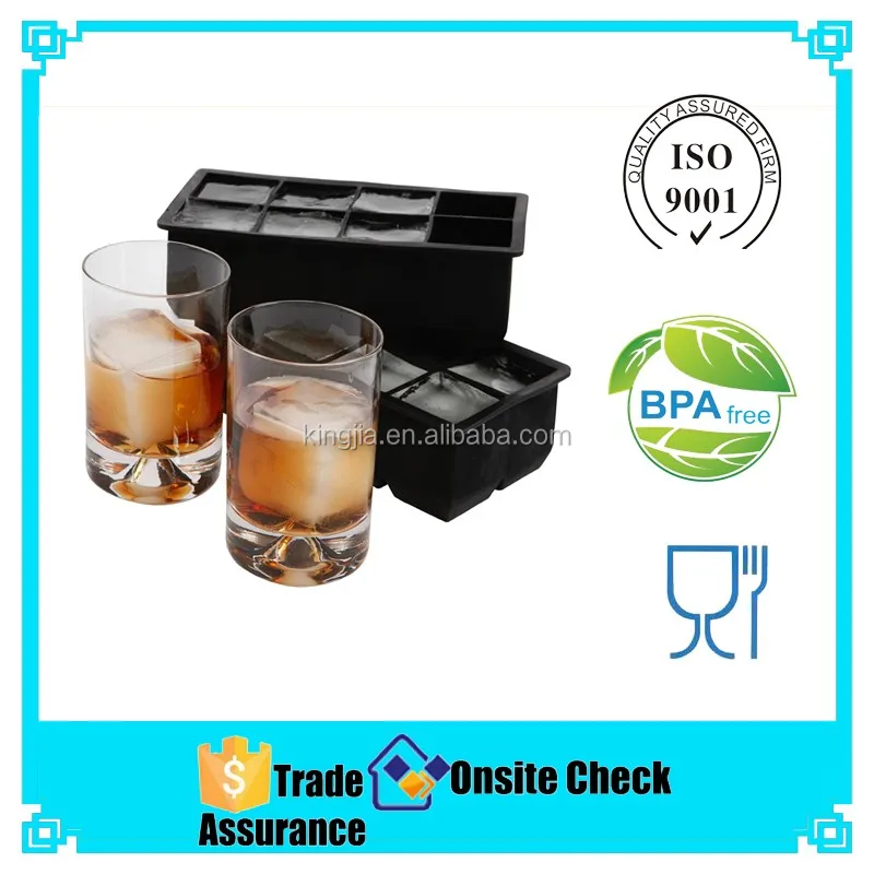 Set of 2 Black Large Ice Cube Mold - Whiskey Ice Cubes Frozen Rocks Silicone Big Ice Cube Tray