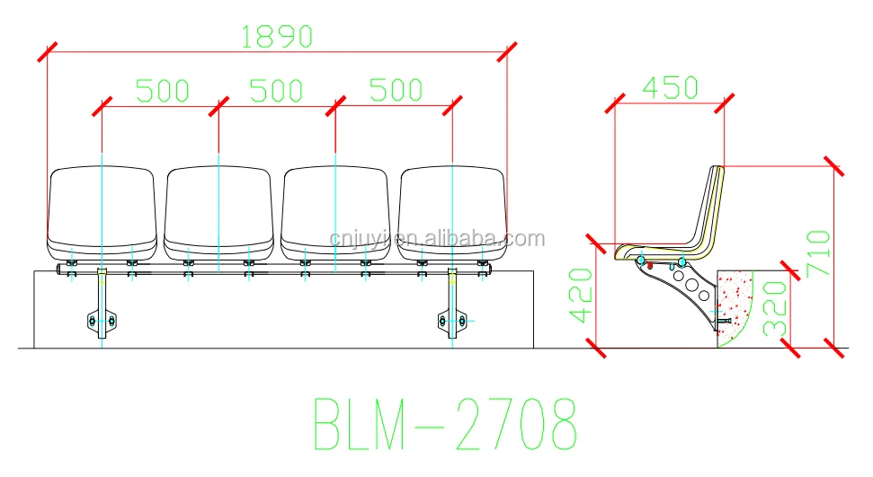 
JUYI hot sale football stadium plastic bleacher seats for sale BLM-2708 