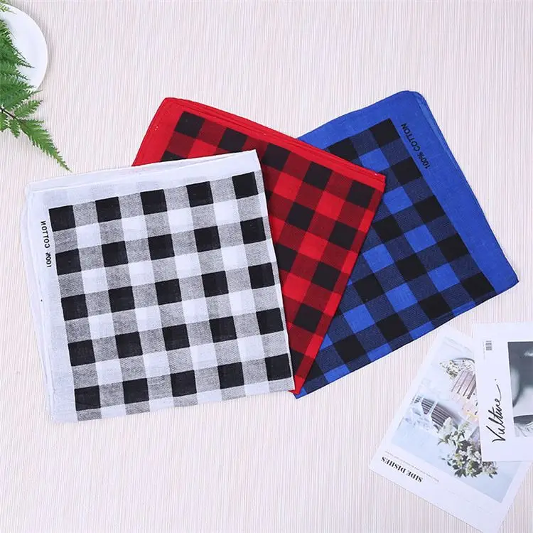 China custom fashion charming grid printed hair bandana custom logo bandana