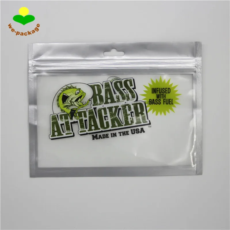 Custom Resealable Clear Window Zip Lock Aluminum Foil Fish Lure Bag