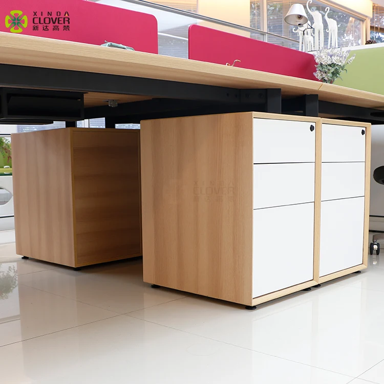 High Quality Modern No Handle Design Under Desk 3 Drawers Melamine Wooden Mobile Pedestal cabinet