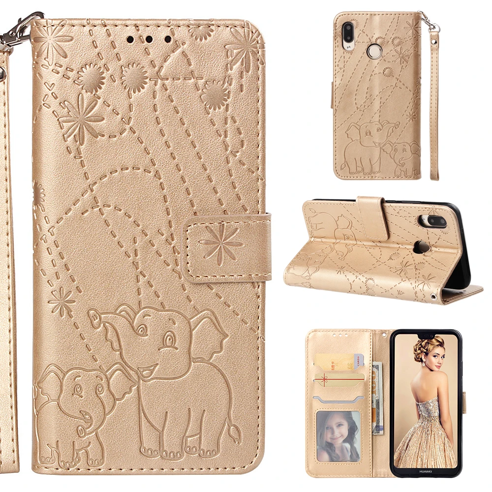 Leather Case For Huawei P20 Pro  Elephant Printing Phone Case for Huawei P20 Lite Wallet Flip Magnetic Stand Phone Case