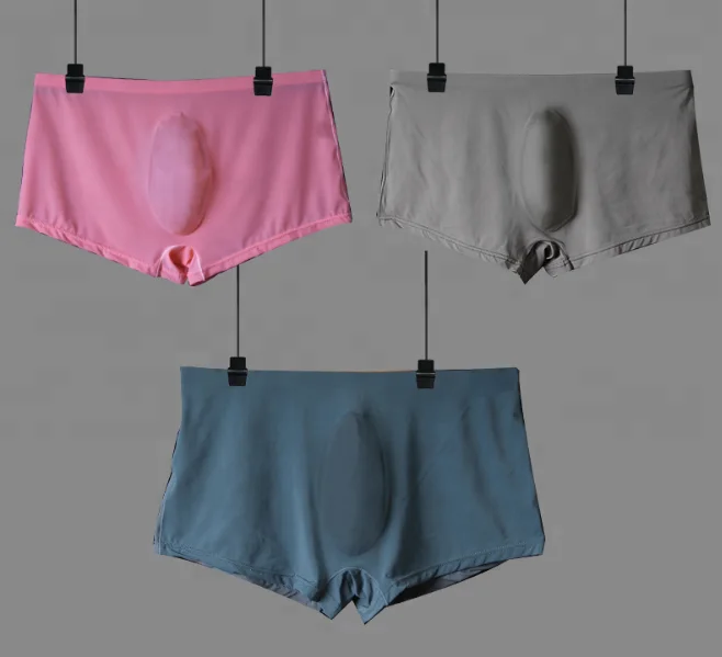 Man seamless boxer nylon and spandex underwear for male solid color