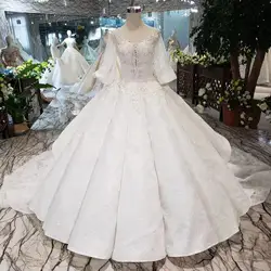 HTL269 Jancember wedding dress bridal gown long sleeve fashion dress for bride puff girl custom made wedding gown