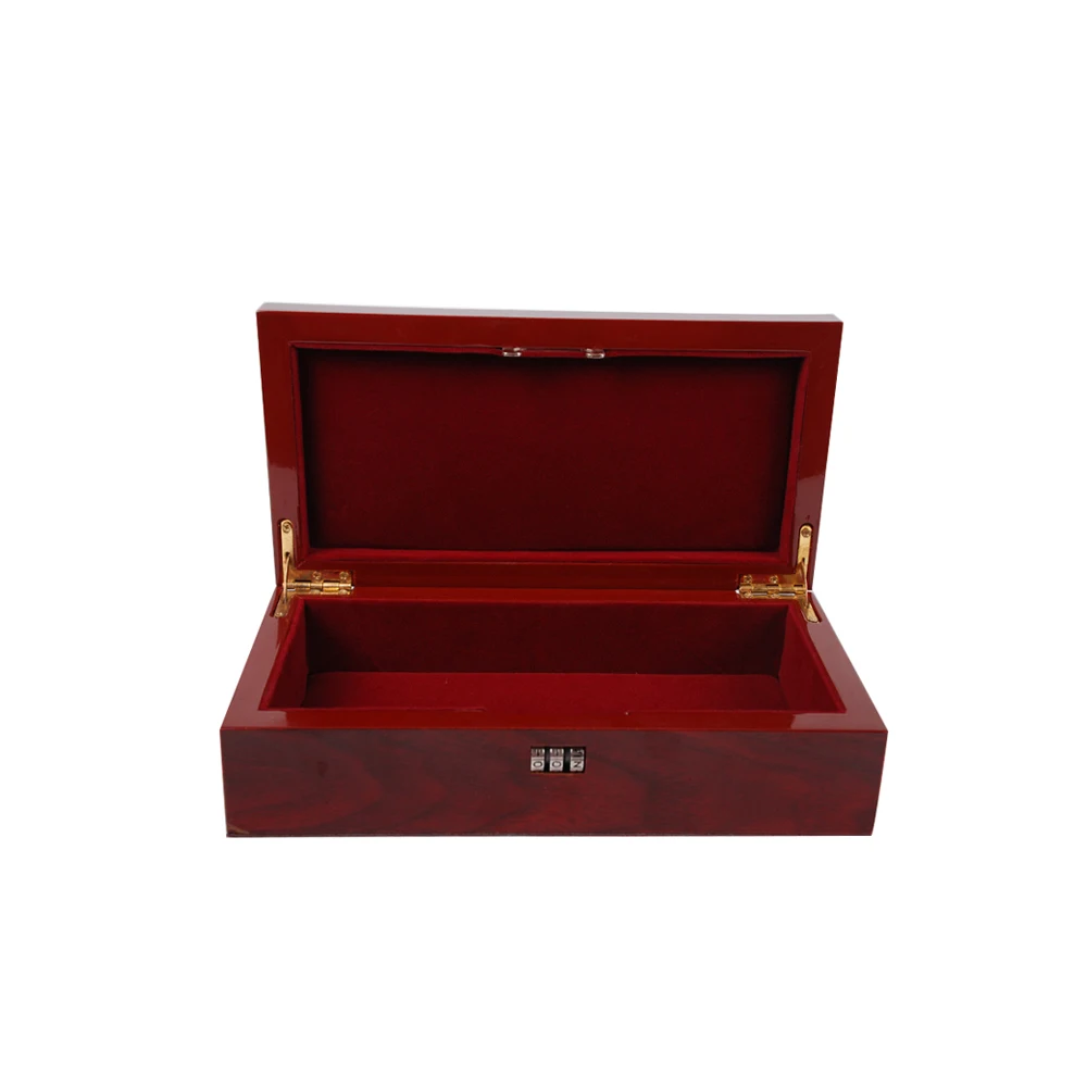 Factory Wholesale Custom Luxury Small Embossed Combination Wooden Storage Lock Box