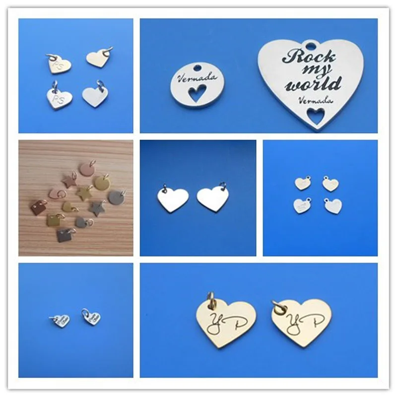 
Bend silver gold metal laser logo curving jewelry tags with two holes 