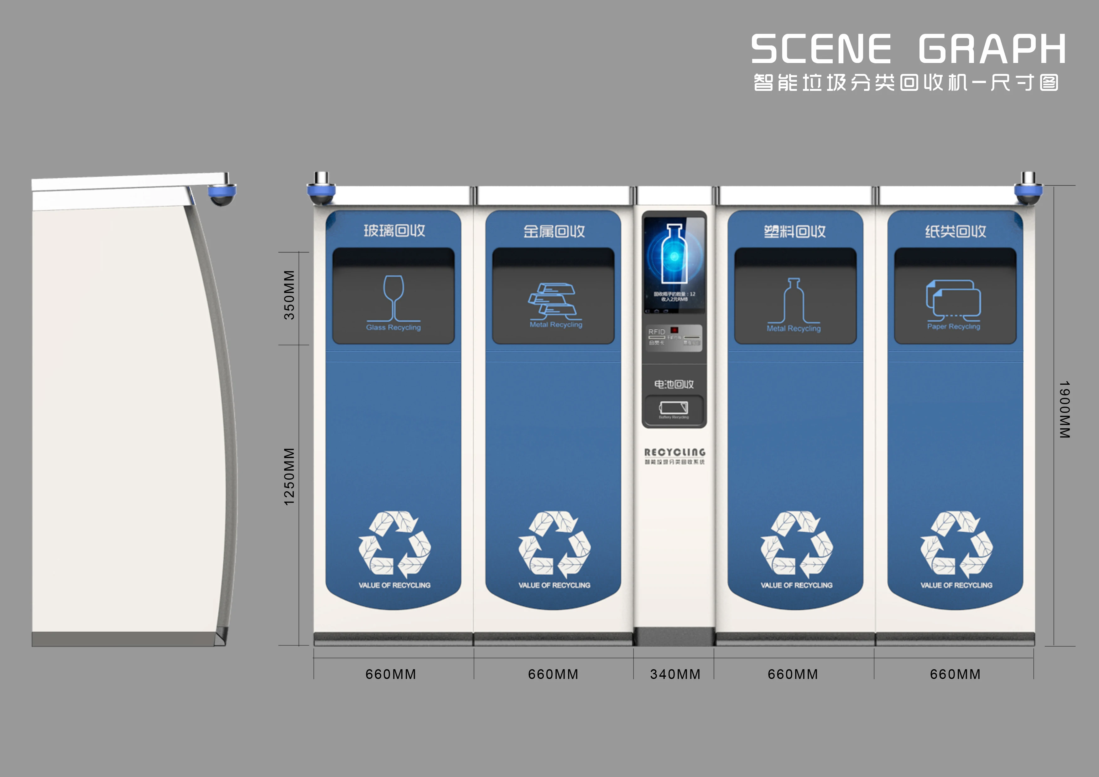 
Reverse Vending Machine for Recycle Plastic Bottles Metal Products Battery Cloth Paper Kitchen Waste with APP Wechat Software 