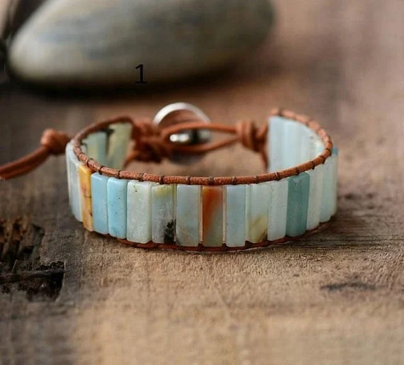 Fashion Amazon beads Bracelet Leather Wrap Bracelet Cuff Bracelet Jewelry