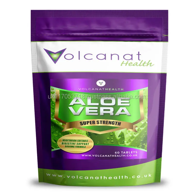 
Aloe Vera 6000mg Tablets Digestion Dietary Supplement Pills Volcanat Health Premium Foil Pack 