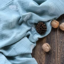 Leaves series easy to sew ultra soft 100% cotton patterned muslin printed fabric for baby